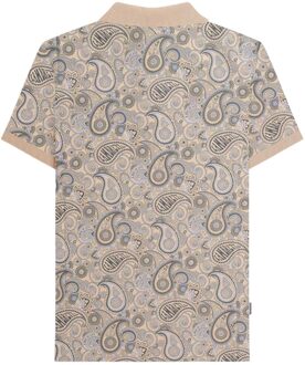 Lambretta Heren Paisley Polo Shirt (Stone) - maat XL Steen