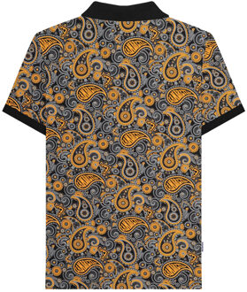 Lambretta Heren Paisley Poloshirt (Zwart/Goud) - maat