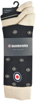 Lambretta Heren Paisley Sokken (Pak van 3) (Marineblauw/steen) - maat EU 39 - 45 Navy
