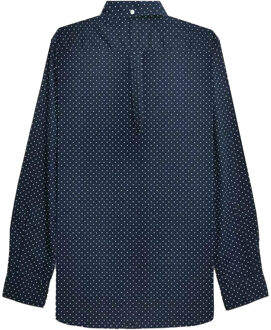Lambretta Heren Pin Dot Lange Mouwen Shirt (Donker Marineblauw) - maat M Navy