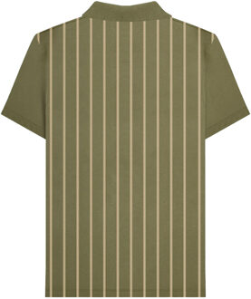 Lambretta Heren Pinstripe Poloshirt () Kaki - 2XL