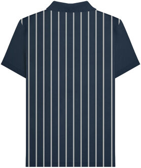 Lambretta Heren Pinstripe Poloshirt (Marine, Wit) Navy - L