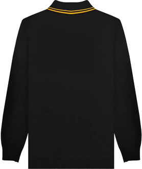 Lambretta Heren Poloshirt met lange mouwen (Zwart) - maat