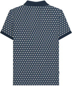 Lambretta Heren Rondel Geometrisch Groot & Lang Poloshirt (Marine / Zilver) Navy - 4XL