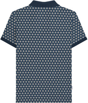 Lambretta Heren Roundel Geometrisch Polo Shirt (Marineblauw/Zilver) - maat M Navy