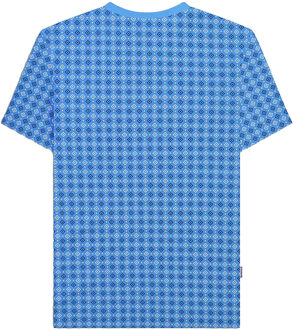 Lambretta Heren SS24 Geometrisch T-shirt met all-over print (Vallarta Blauw) - L
