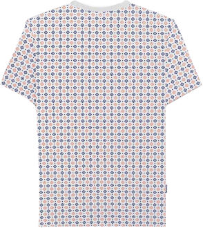 Lambretta Heren SS24 Geometrisch T-shirt met all-over print (Wit) - maat L