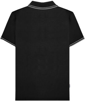 Lambretta Heren SS24 Houndstooth Poloshirt (Zwart/Ijzer) - L