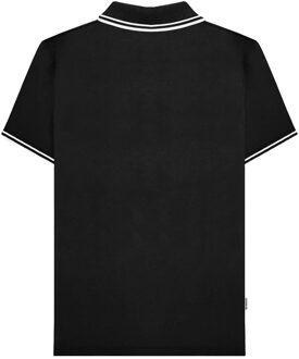 Lambretta Heren SS24 Houndstooth Poloshirt (Zwart, Wit) - 2XL