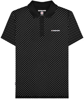 Lambretta Heren SS24 Polka Dot Poloshirt (Zwart) - maat