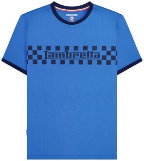 Lambretta Heren SS24 Tweekleurig Ringer T-shirt (Donkerblauw)