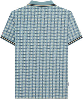 Lambretta Heren SS25 Geometric Poloshirt (Rookblauw) - maat M
