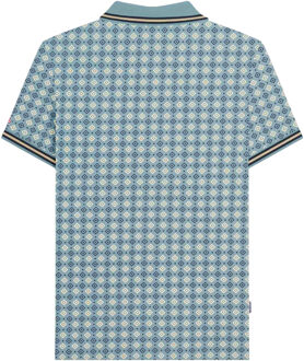 Lambretta Heren SS25 Geometrisch Big & Tall Polo Shirt (Rookblauw) - 5XL