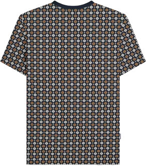 Lambretta Heren SS25 Geometrisch T-shirt (Marine/Tabak) - maat XL Navy