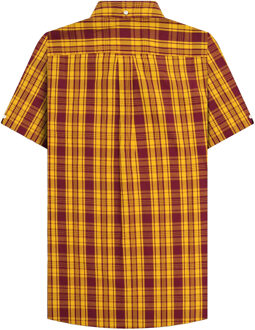 Lambretta Heren SS25 Geruit Overhemd (Bourgogne/Goud)