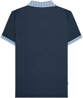 Lambretta Heren SS25 Gingham Polo Shirt (Marineblauw) Navy - 2XL
