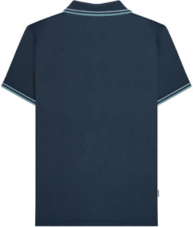 Lambretta Heren SS25 Houndstooth Big & Tall Poloshirt (Marineblauw) - maat 4XL Navy