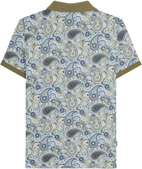 Lambretta Heren SS25 Paisley Gebrand Big & Tall Poloshirt (Kaki Groen/Navy) - maat