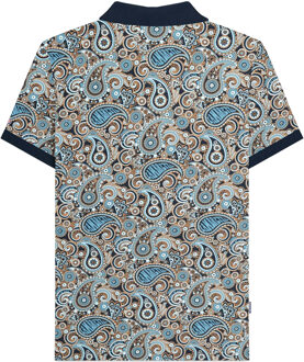 Lambretta Heren SS25 Paisley Gebrand Big & Tall Poloshirt (Marine/rookblauw) - maat 3XL Blauw/marineblauw