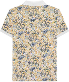 Lambretta Heren SS25 Paisley Gebrand Big & Tall Poloshirt (Wit, Marine) - 5XL