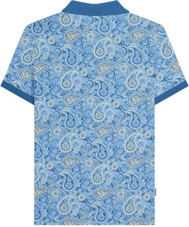 Lambretta Heren SS25 Paisley gemerkt poloshirt (Donkerblauw/houten essen) - maat XL Blauw/Donkergrijs