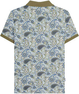 Lambretta Heren SS25 Paisley gemerkt poloshirt (Kaki/Navy) - maat L