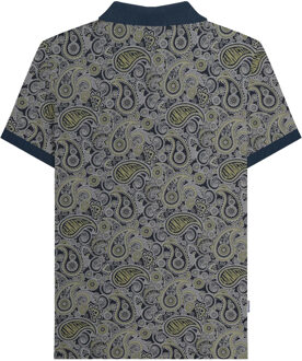 Lambretta Heren SS25 Paisley gemerkt poloshirt (Marine/Grijs) - maat Navy/blauw