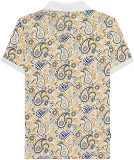 Lambretta Heren SS25 Paisley gemerkt poloshirt (Wit, Marine)
