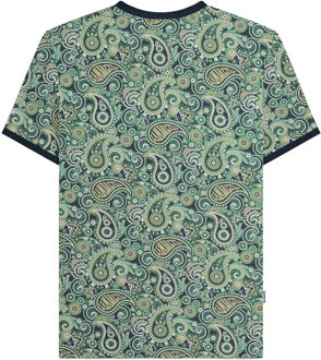 Lambretta Heren SS25 Paisley T-shirt (Marine/Grijs) - maat L Navy/blauw