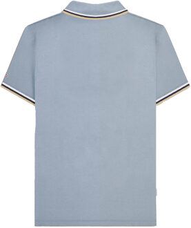 Lambretta Heren SS25 Triple Tipped Groot & Lang Poloshirt (Dusky blauw/wit/navy/crème) - maat Blauw Multi