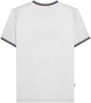 Lambretta Heren SS25 Triple Tipped Pique T-shirt (Wit/Navy/Tabak/Royal Blue) - maat XL Blauw en wit
