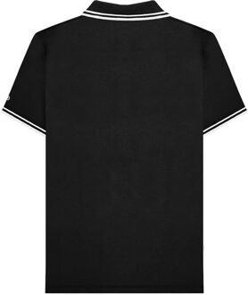 Lambretta Heren SS25 Tweekleurig Gestipt Groot & Lang Poloshirt (Zwart, Wit) - 4XL