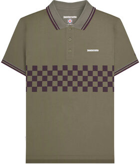 Lambretta Heren SS25 Tweekleurig Gestipt Poloshirt (Kaki Groen/Java Bruin)