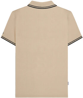 Lambretta Heren SS25 Tweekleurig Gestipt Poloshirt (Steen/Zwart) - maat 3XL