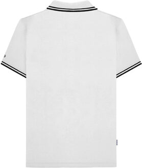 Lambretta Heren SS25 Tweekleurig Gestipt Poloshirt (Wit, Zwart)