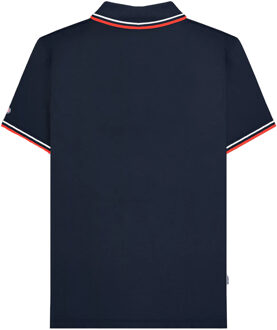 Lambretta Heren SS25 Twin Tip Poloshirt (Donker marine/wit/rood) - maat
