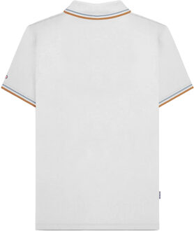 Lambretta Heren SS25 Twin Tip Poloshirt (Wit/Kleurig) Blauw en wit - 2XL