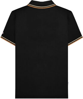 Lambretta Heren SS25 Twin Tip Poloshirt (Zwart/hout essen) - maat 3XL Zwart/Donkergrijs