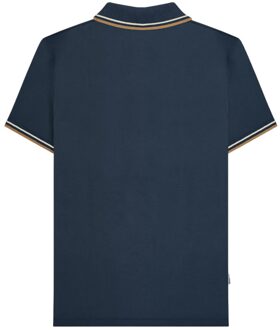 Lambretta Heren SS25 Verticaal Gestreept Poloshirt (Marine) Navy