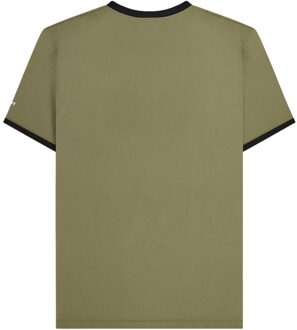 Lambretta Heren Target Ringer T-shirt (Khaki) - maat S Kaki