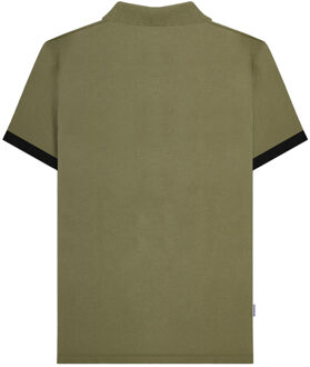 Lambretta Heren Vintage poloshirt met panelen (Kaki Groen) - maat S