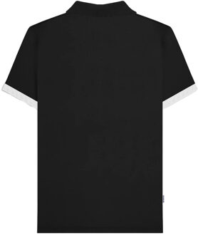 Lambretta Heren Vintage poloshirt met panelen (Zwart, Wit) - maat