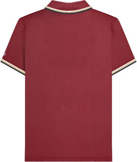 Lambretta Herenpoloshirt met drie punten (Bourgondië/Crème/Navy) Bourgogne - 4XL