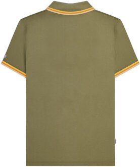 Lambretta Herenpoloshirt met drie punten (Kaki Groen/Tabak/Crème)