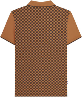 Lambretta Herenpoloshirt met tweekleurige all-over print (Tabak) Geel - XL