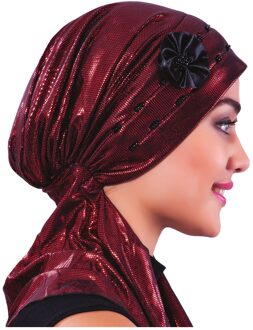 Lame Yazgülü Motorkap Hijab Vrouwen bordeaux