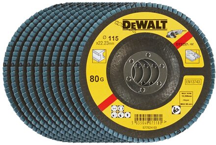 Lamellen schuurschijf gebogen, Ø115mm, K80 - DT3257-QZ - 10 stuks - DT3257-QZ