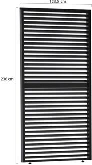 Lamellen zijpaneel 130cm universeel t.b.v. Cedrino Pergola verstelbaar - Laagste prijsgarantie! Zwart