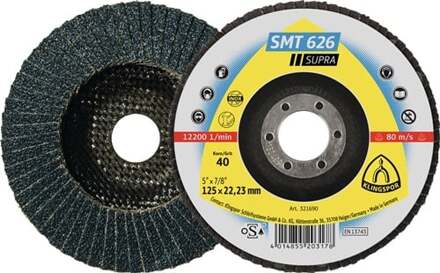 Lamellenschuurschijf | d. 115 mm korreling 120 6graden conisch | RVS zirkoniumkorund | 10 stuks - 321683 321683