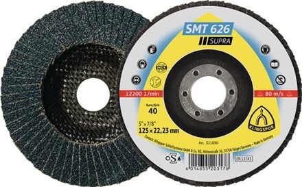 Lamellenschuurschijf | d. 125 mm korreling 120 6graden conisch | RVS zirkoniumkorund | 10 stuks - 321684 321684